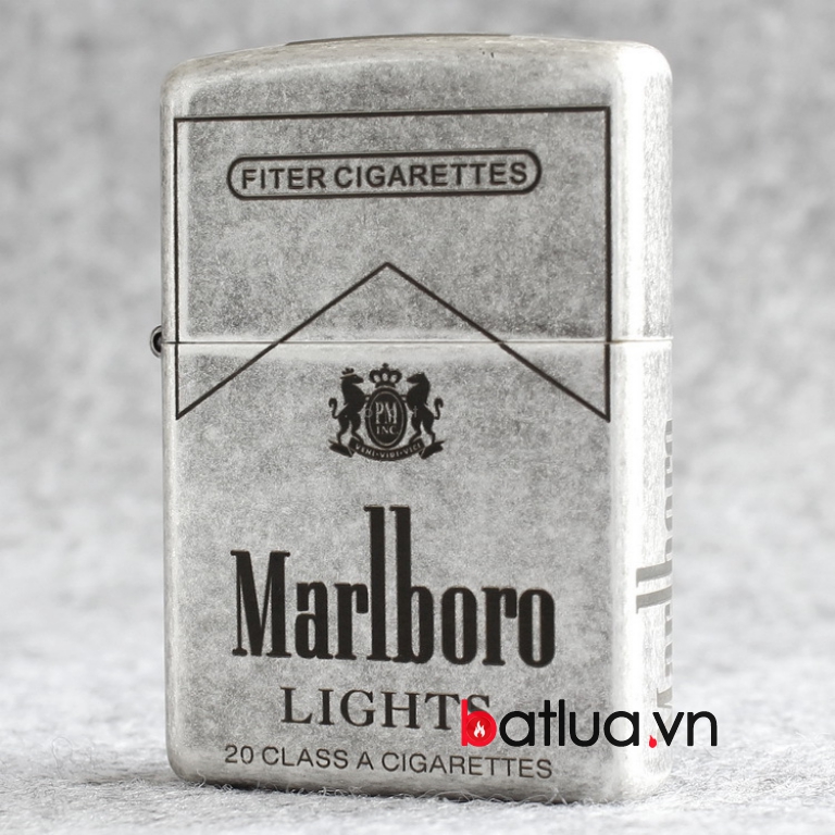 Bật lửa Zippo bạc cổ khắc thương hiệu Marlboro