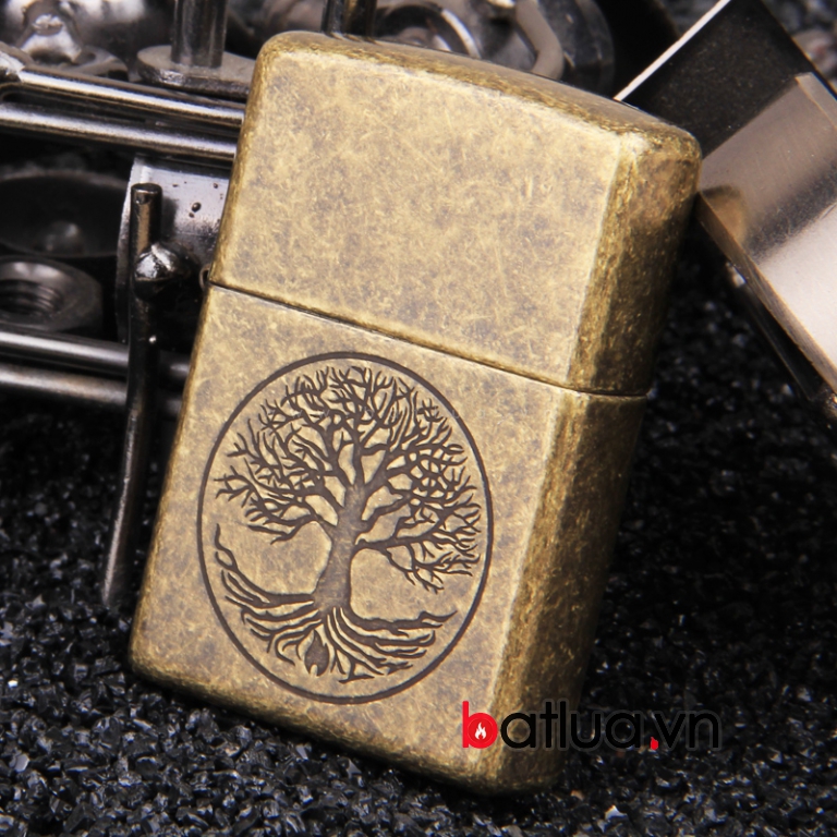 Bật lửa Zippo đồng cổ hình cây khô