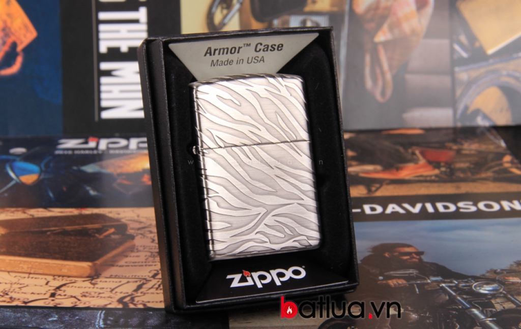 Bật lửa Zippo Japan đồng khắc hoa văn lươn sóng