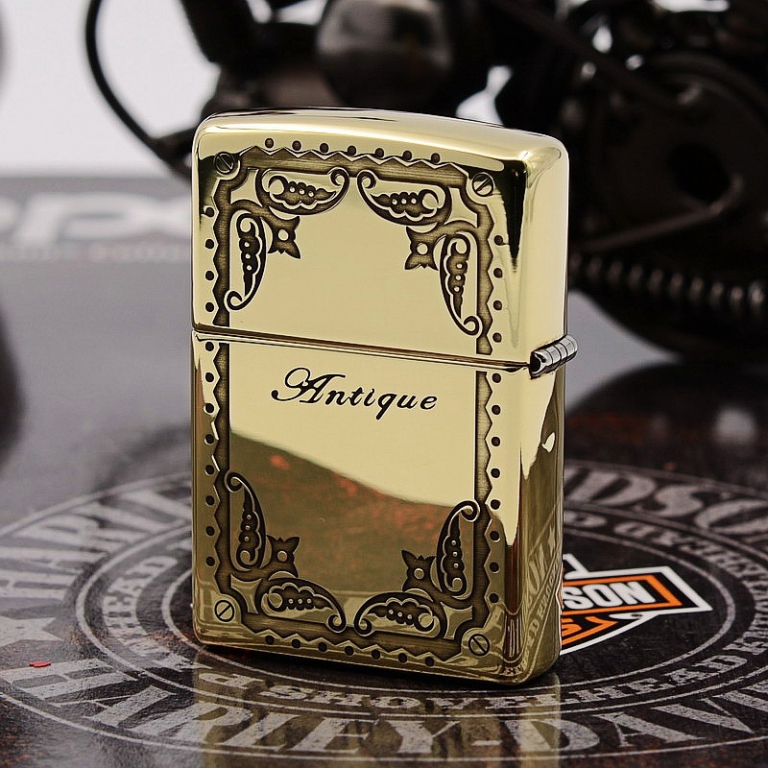 Zippo Chính Hãng Đồng Bóng Khắc Antique