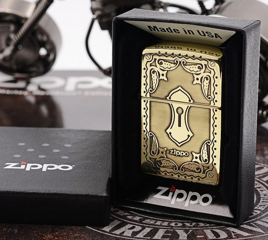 Zippo Chính Hãng Đồng Bóng Khắc Antique