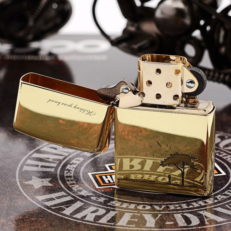 Zippo Chính Hãng Đồng Bóng Khắc Lời Thế Bên Nhau Dưới Cây