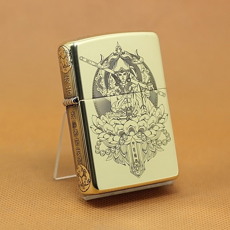 Zippo Chính Hãng Đồng Khắc Tề Thiên Đại Thánh Ngồi Trên Đài Sen