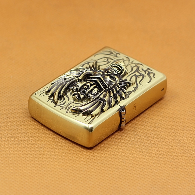 Zippo Chính Hãng Đồng Đúc Đầu Lâu Đội Vương Miện