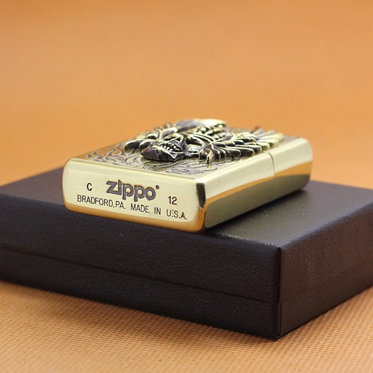 Zippo Chính Hãng Đồng Đúc Đầu Lâu Đội Vương Miện