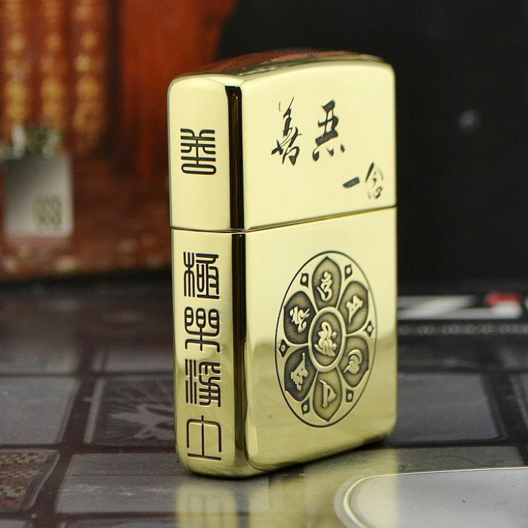 Zippo Chính Hãng Đồng Bóng  Năm Mặt Khắc Đức Phật và Phép Thuật