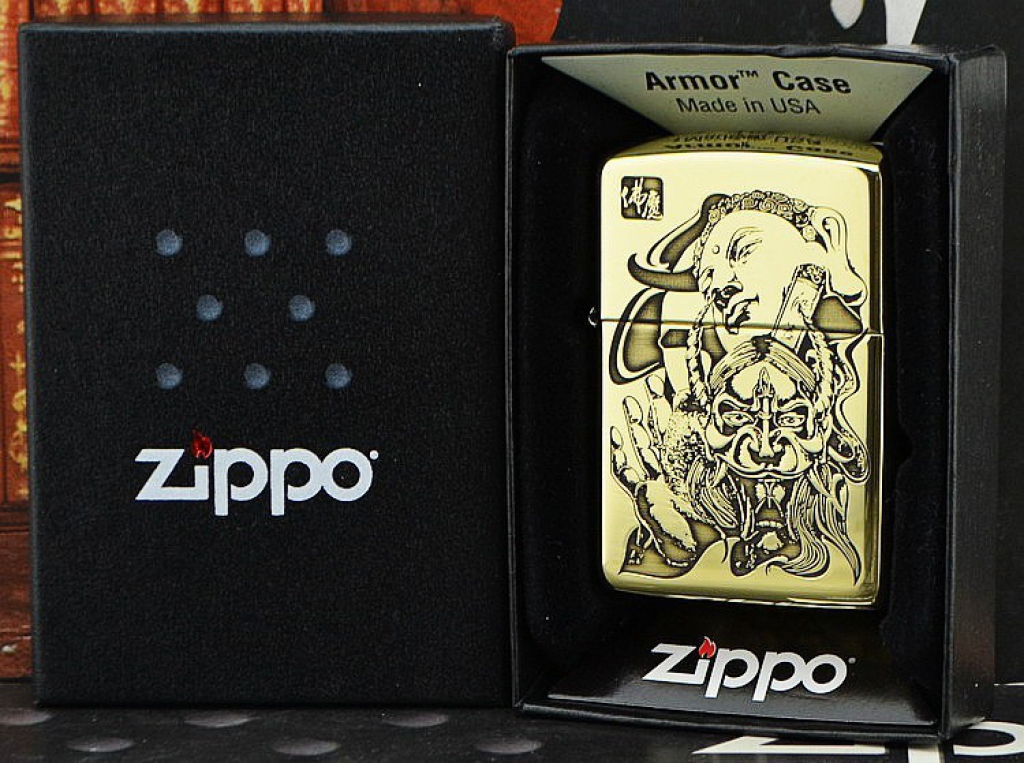 Zippo Chính Hãng Đồng Bóng  Năm Mặt Khắc Đức Phật và Phép Thuật