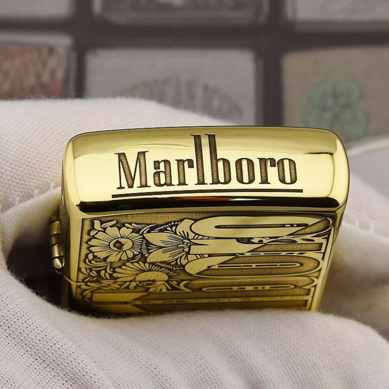 Zippo Chính Hãng Đồng Bóng Khắc Logo Marlboro Phiên Bản 254