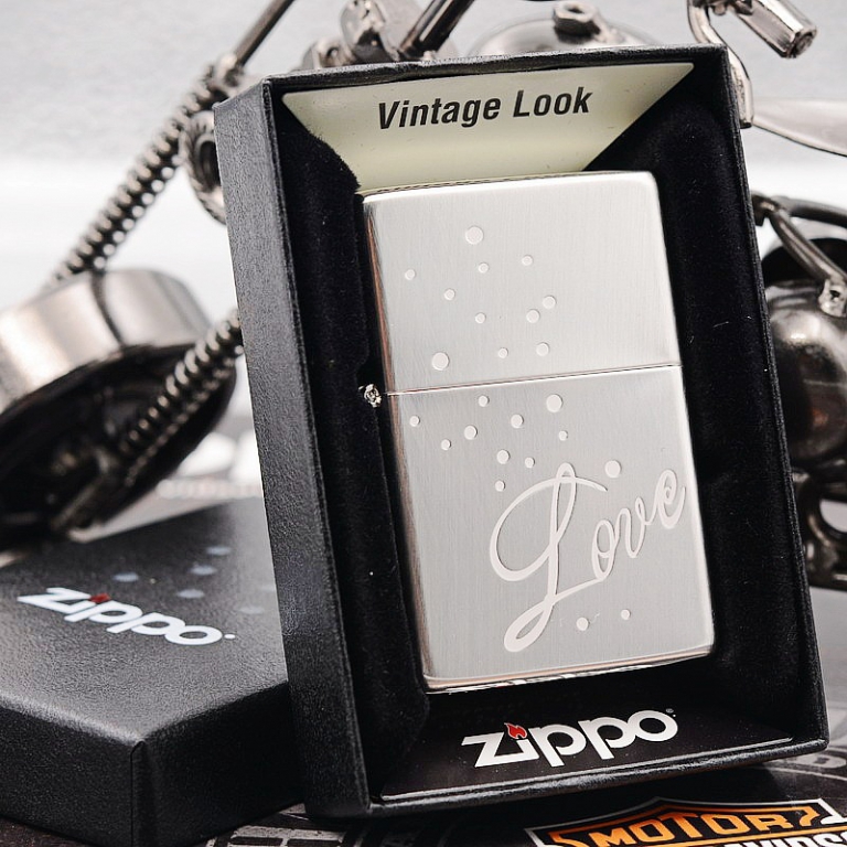 Zippo Chính Hãng Phiên Bản Hàn Quốc 1937 khắc Của Tình Yêu Bạc