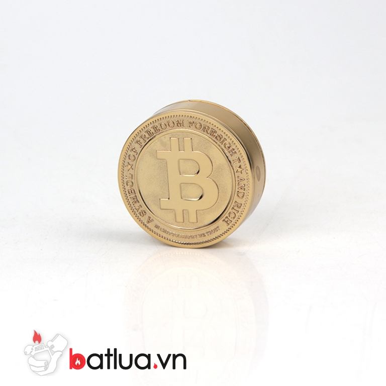 Bật lửa sạc điện USB hình đồng tiền bitcoin