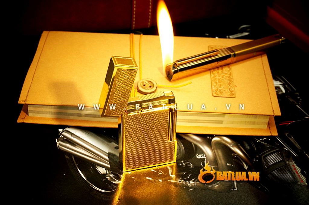 Bật Lửa Dupont  mẫu 5 Line 2 Gold Diamond