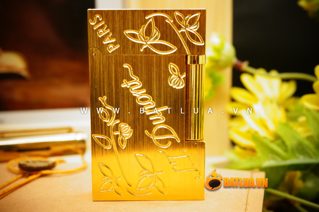Bật Lửa S.T.Dupont chữ Dupont hoa lá khắc chìm Mẫu 90