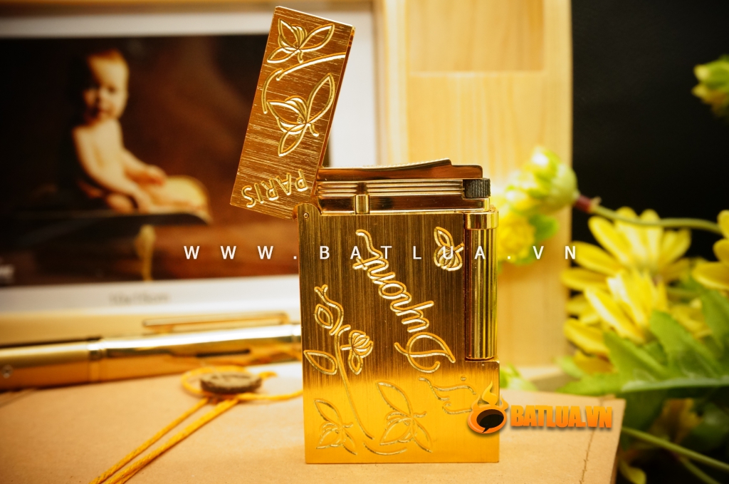 Bật Lửa S.T.Dupont chữ Dupont hoa lá khắc chìm Mẫu 90