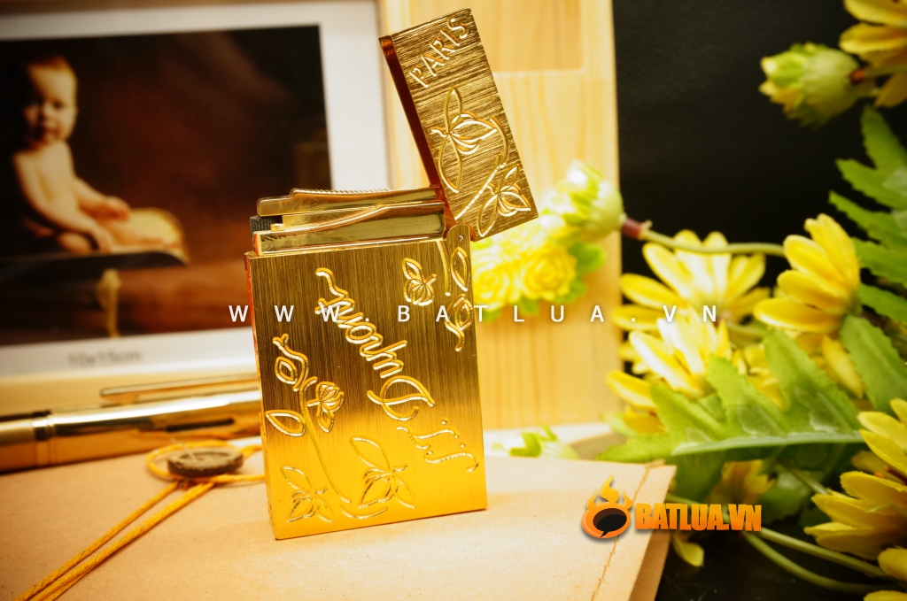 Bật Lửa S.T.Dupont chữ Dupont hoa lá khắc chìm Mẫu 90