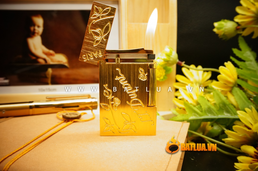 Bật Lửa S.T.Dupont chữ Dupont hoa lá khắc chìm Mẫu 90