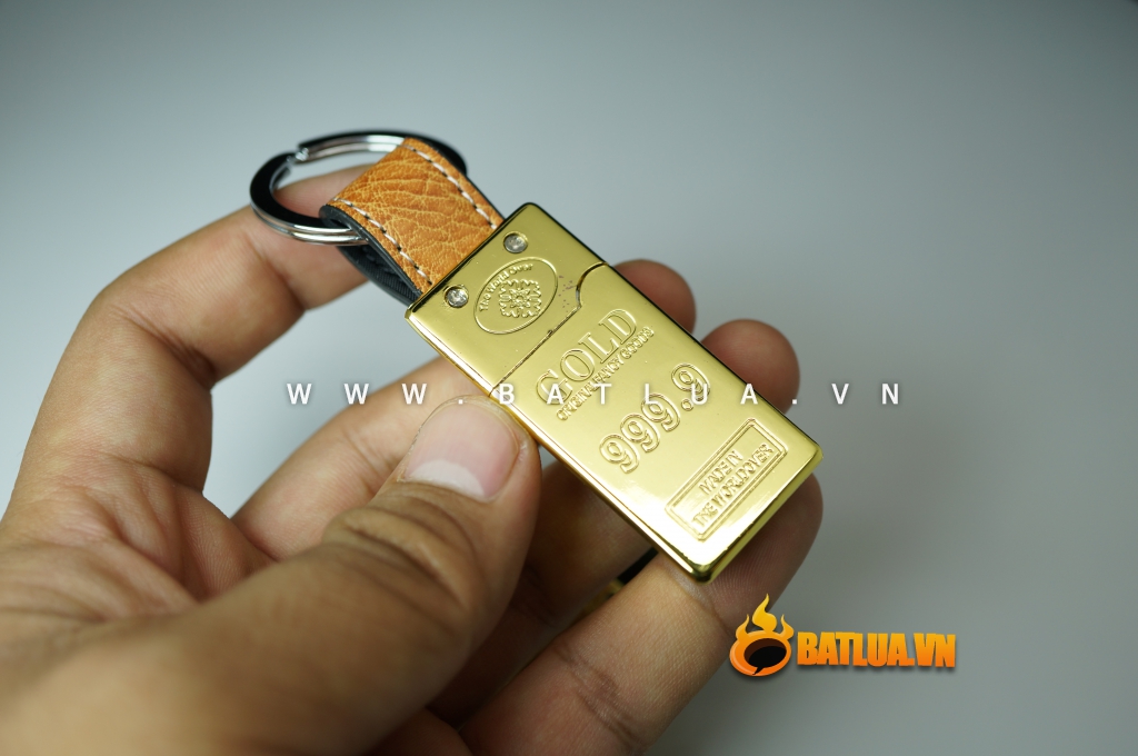 Bật Lửa Móc chìa khóa Hình thỏi Vàng 9999 MS88 037