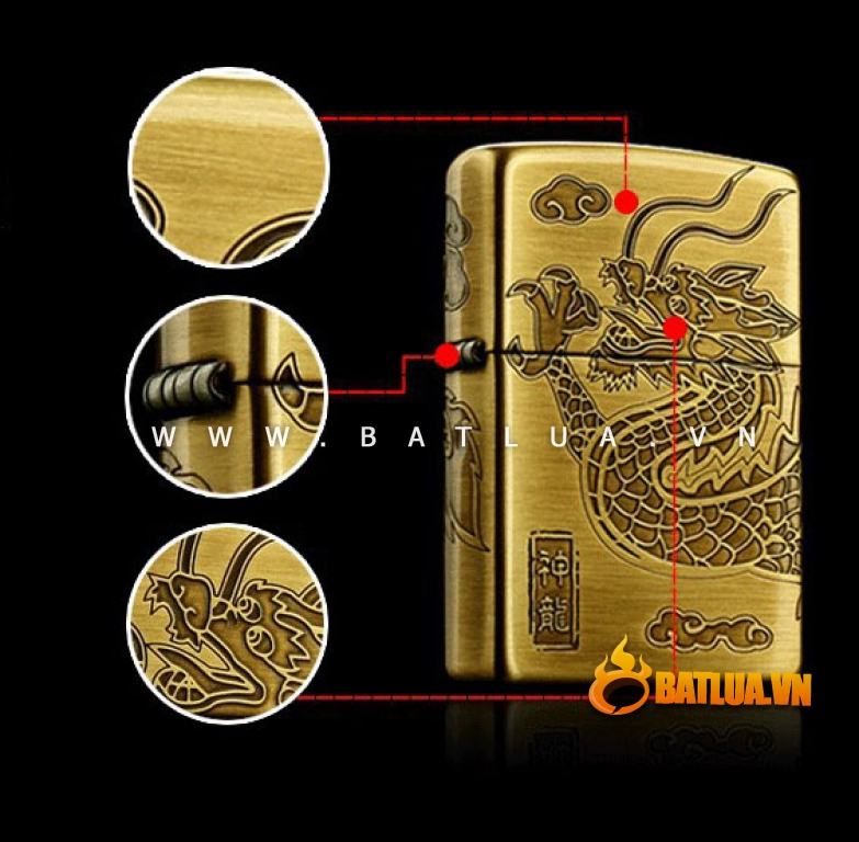 Zippo khắc rồng chìm bao quanh bật lửa