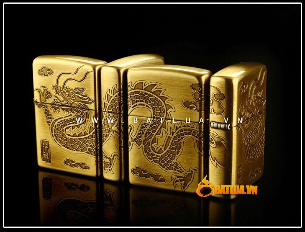 Zippo khắc rồng chìm bao quanh bật lửa