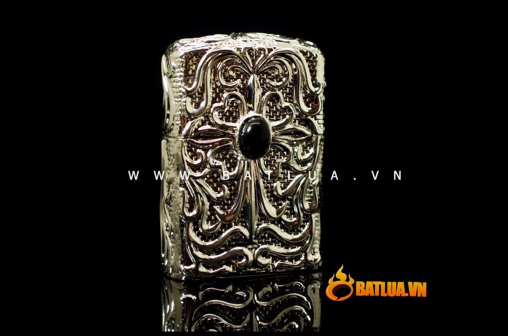 bật lửa zippo chính hãng sang trọng đính ngọc họa tiết hoa văn tinh xảo