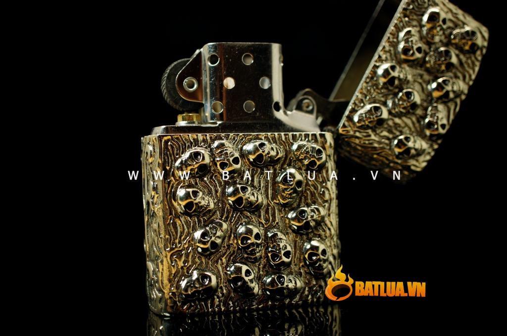 Bật lửa zippo chính hãng chạm khắc họa tiết đầu lâu