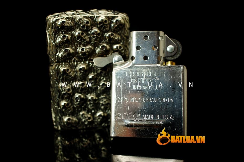 Bật lửa zippo chính hãng chạm khắc họa tiết đầu lâu