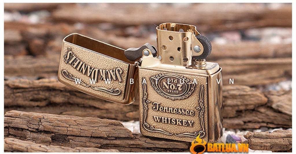 Bật lửa Zippo chính hãng mẫu đồng thương hiệu rượu vang Jack Daniels