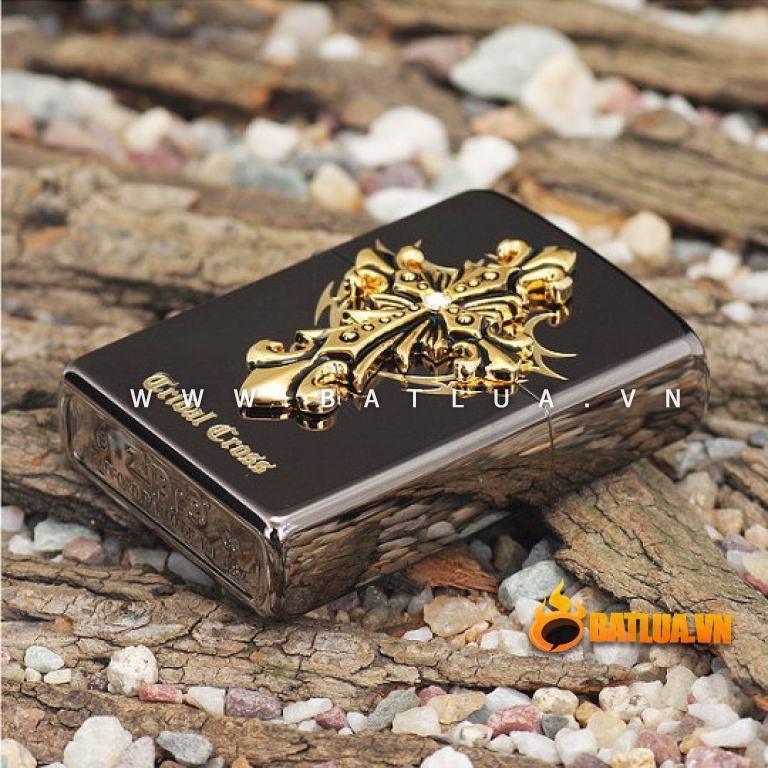 Bật lửa Zippo chính hãng Tribal Cross màu xám đen