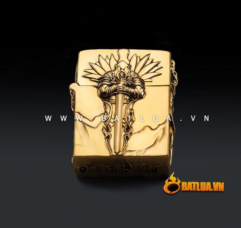 Bật lửa Zippo chính hãng đồng nguyên khối  đúc thanh kiếm Diablo