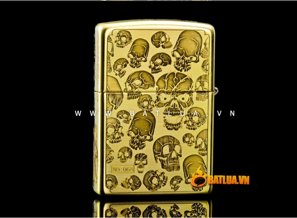 ZIPPO Lighter counter genuine original brass lateral skull danger signs