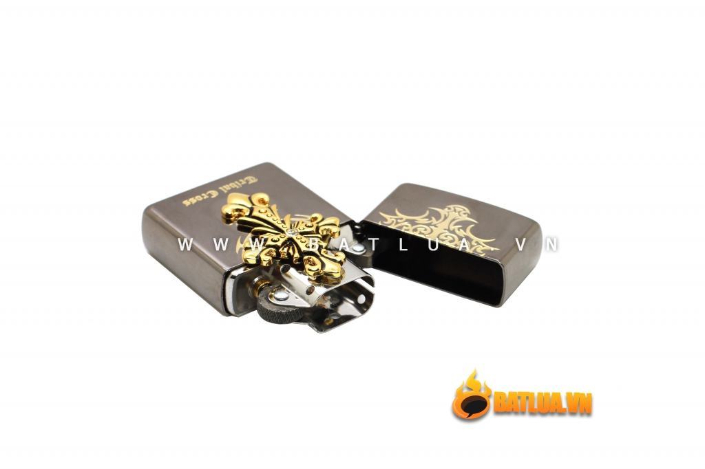 Bật lửa Zippo chính hãng Tribal Cross màu xám đen