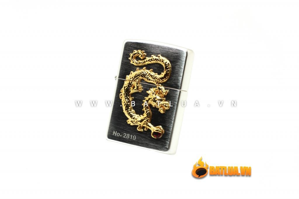 Bật lửa Zippo chính hãng phiên bản giới hạn mạ vàng Dragon giữ ngọc