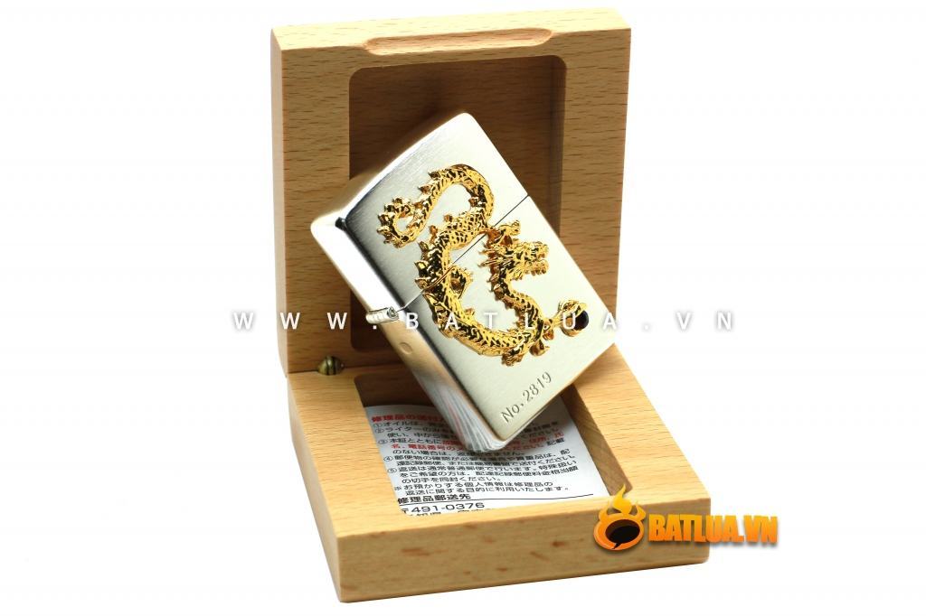 Bật lửa Zippo chính hãng phiên bản giới hạn mạ vàng Dragon giữ ngọc