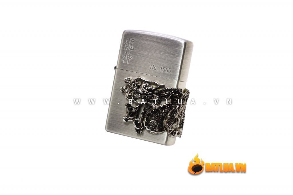 Bật lửa Zippo chính hãng phiên bản đặc biệt Rồng mạ bạc nổi