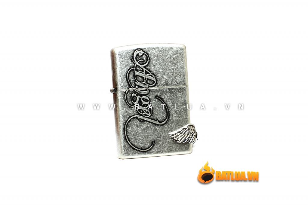 Bật lửa Zippo chính hãng bạc cổ Angel love