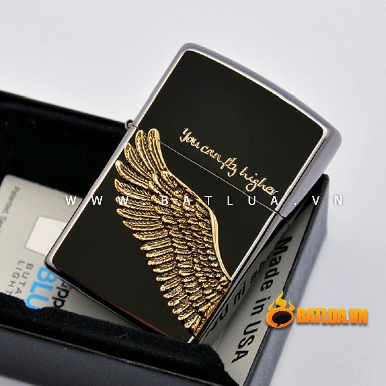 Bật lửa Zippo chính hãng Angel Wings màu đen