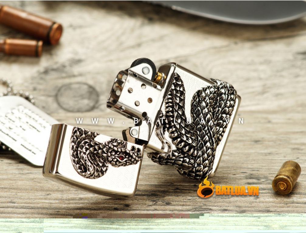 Bật lửa Zippo chính hãng bac thanh xà quấn quanh