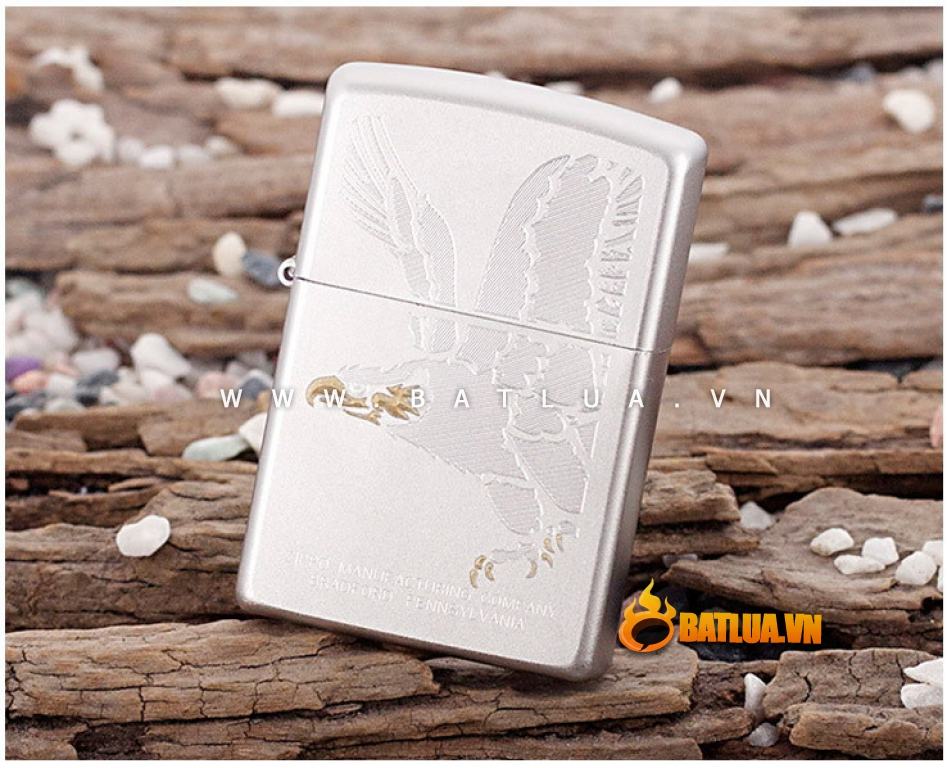 Bật lửa Zippo chính hãng 28356 trắng bạc khắc đại bàng