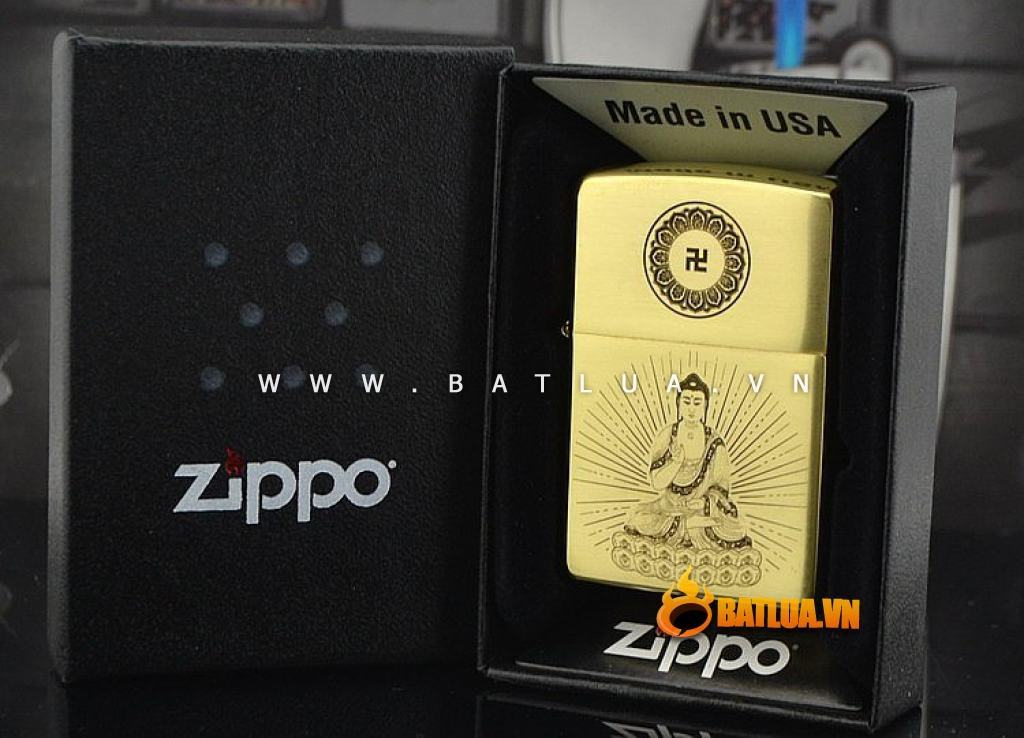 Bật lửa Zippo chính hãng chất liệu đồng khắc phật