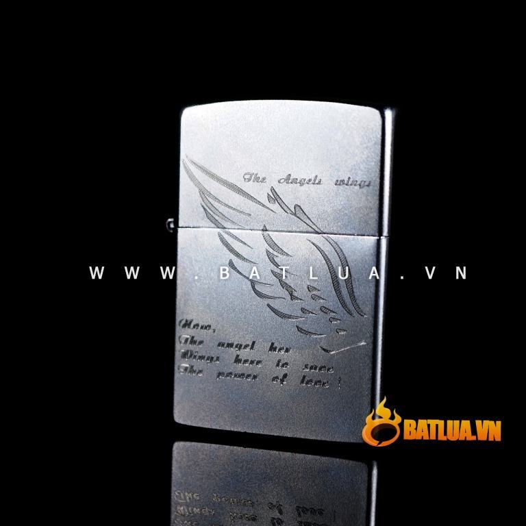 Bật lửa Zippo chính hãng 205 Bạc Angel Wings