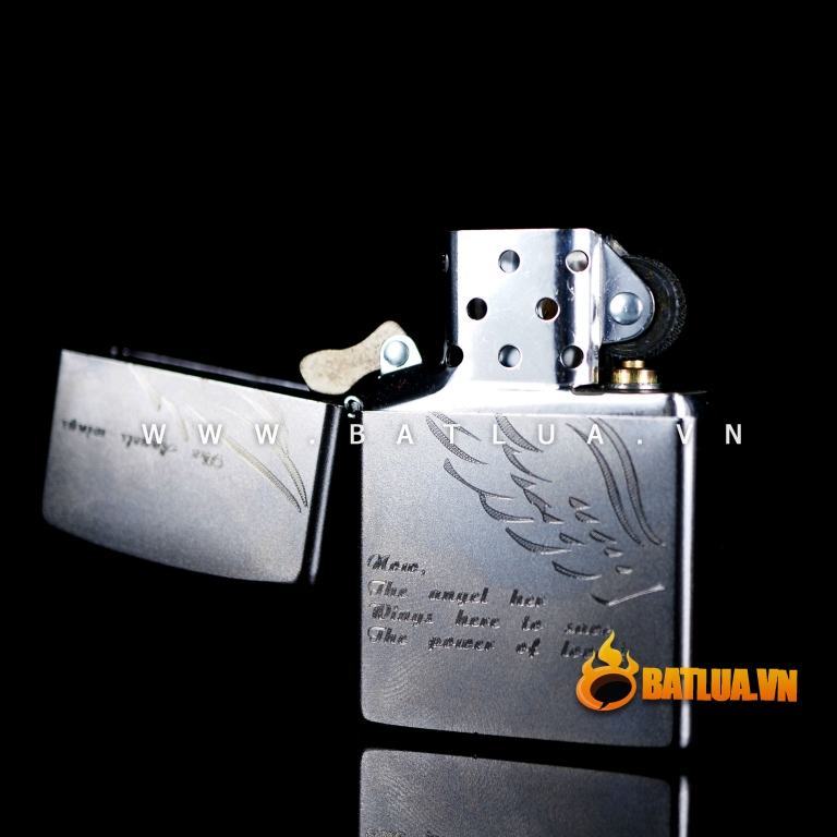 Bật lửa Zippo chính hãng 205 Bạc Angel Wings