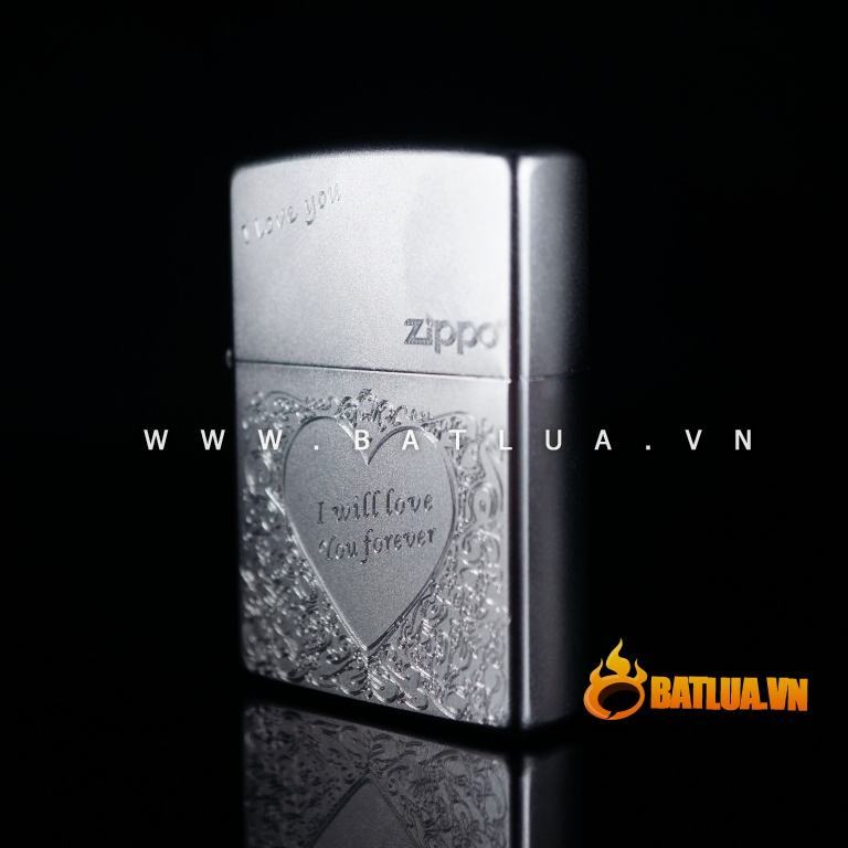 Bật lửa Zippo chính hãng 205 Bạc khắc I Love You