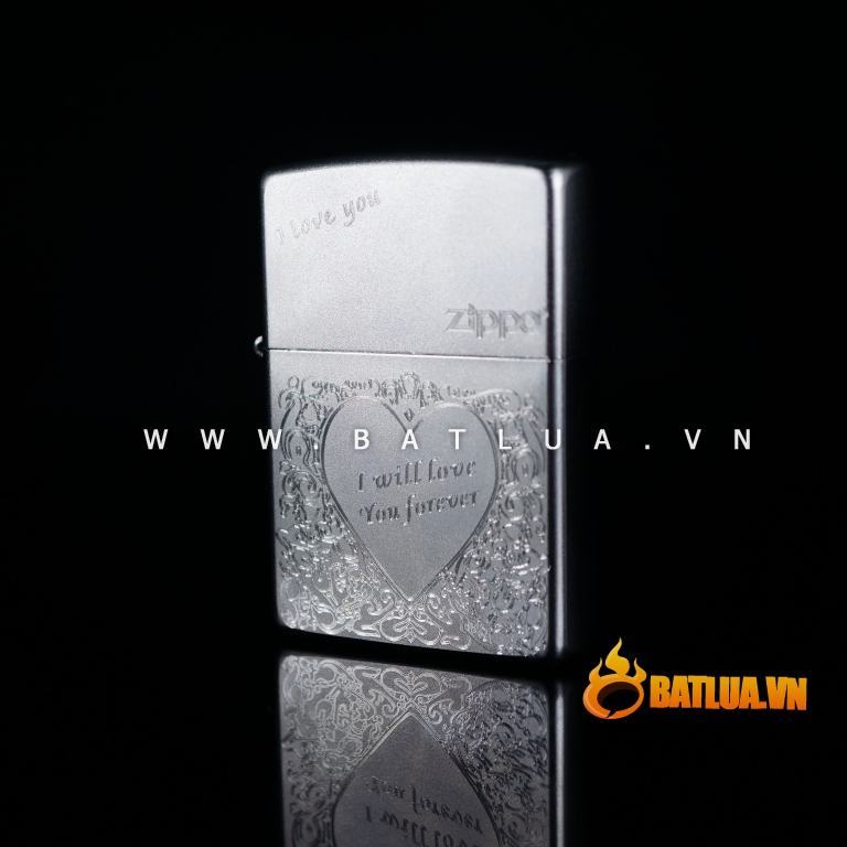 Bật lửa Zippo chính hãng 205 Bạc khắc I Love You