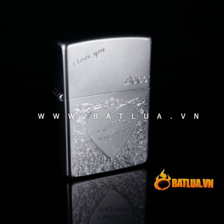 Bật lửa Zippo chính hãng 205 Bạc khắc I Love You