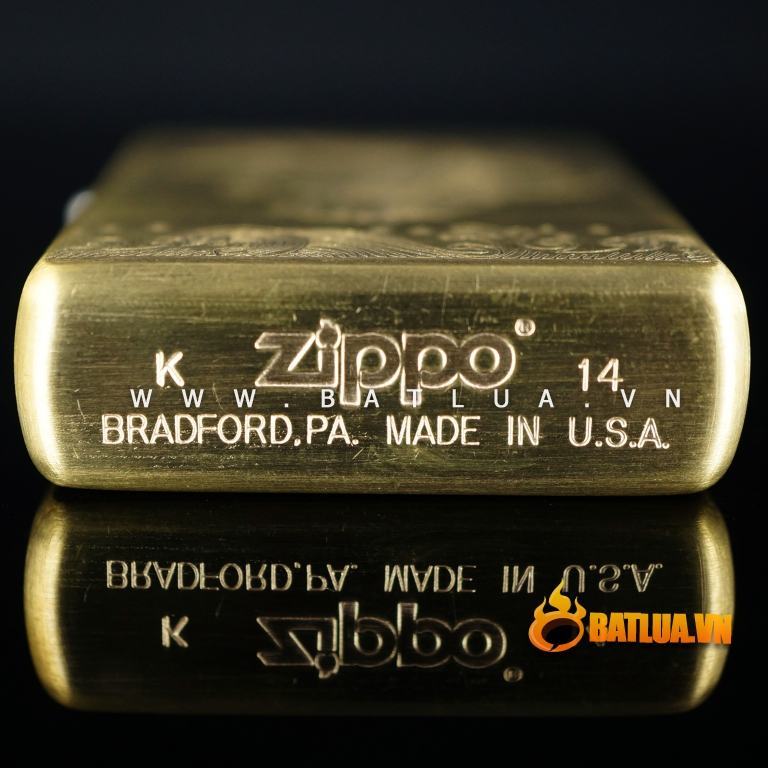 Bật lửa zippo đồng khắc hình cá chép vượt vũ môn