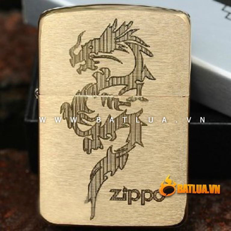 Bật lửa zippo chính hãng đồng xước họa tiết rồng