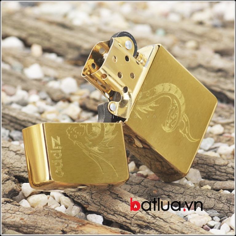 Bật lửa Zippo chính hãng đồng khắc rồng mẫu 008