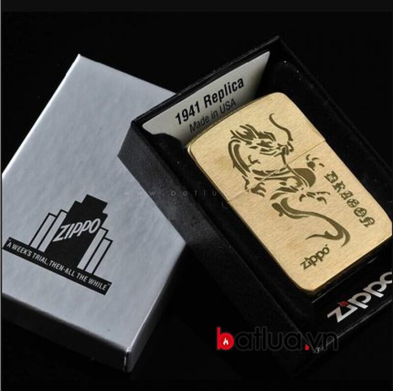 Bật lửa Zippo chính hãng đồng khắc rồng mẫu 007