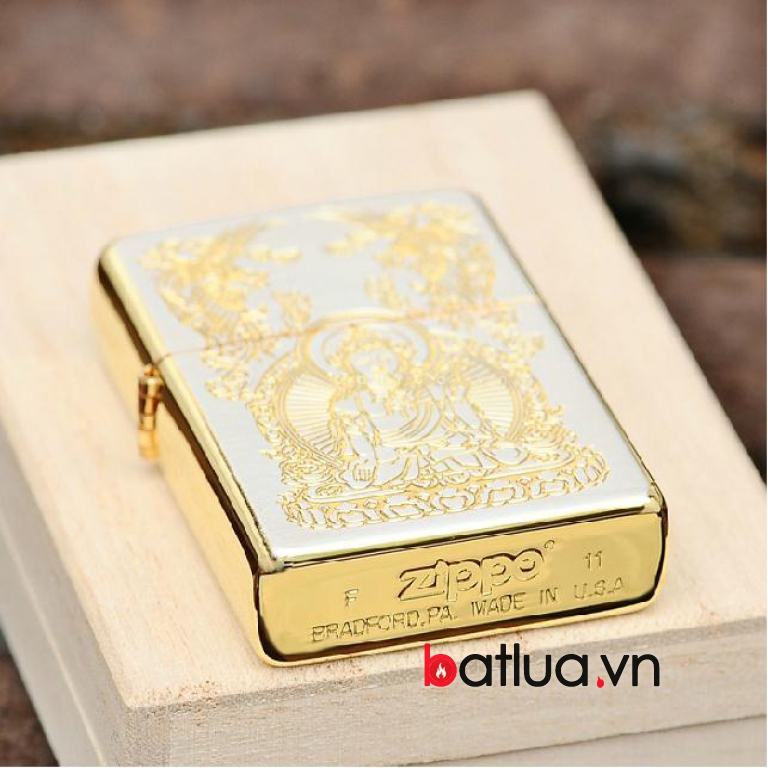 Bật lửa zippo chính hãng mạ vàng đức phật Thích Ca Mâu Ni Ver 1