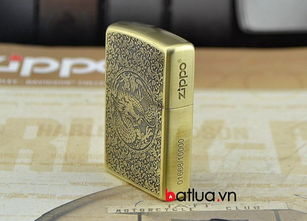 Bật lửa zippo đồng khắc rồng phượng