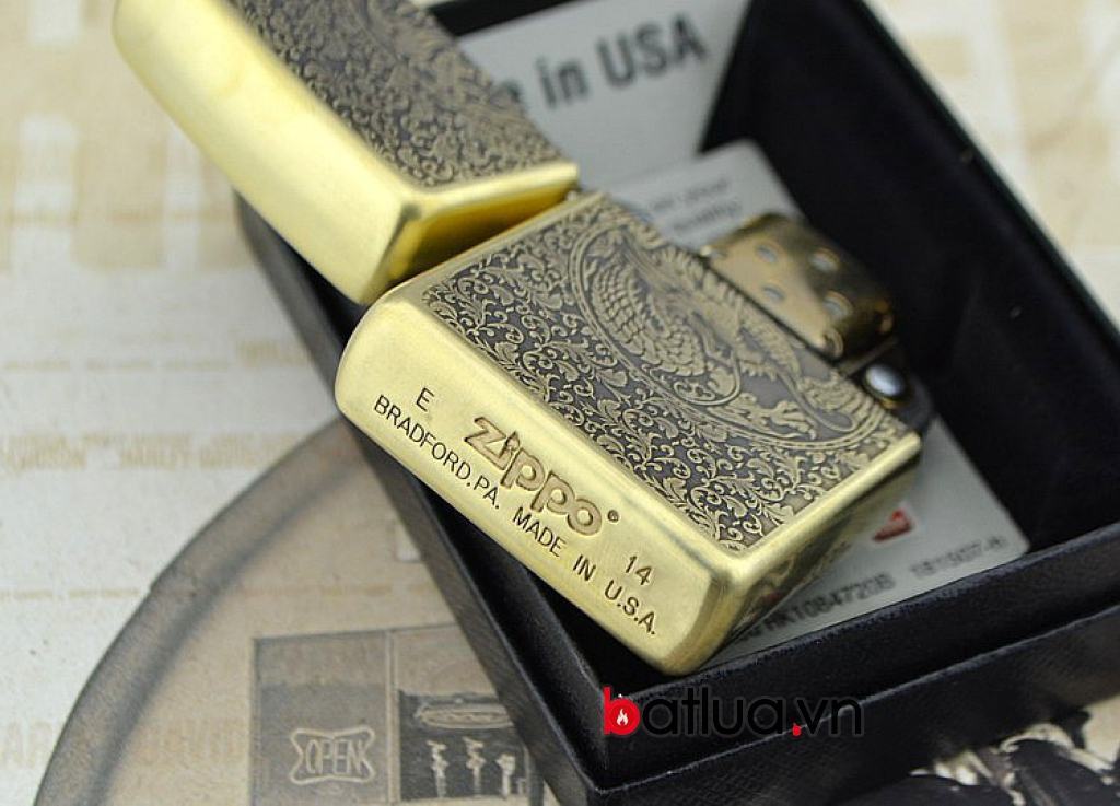 Bật lửa zippo đồng khắc rồng phượng